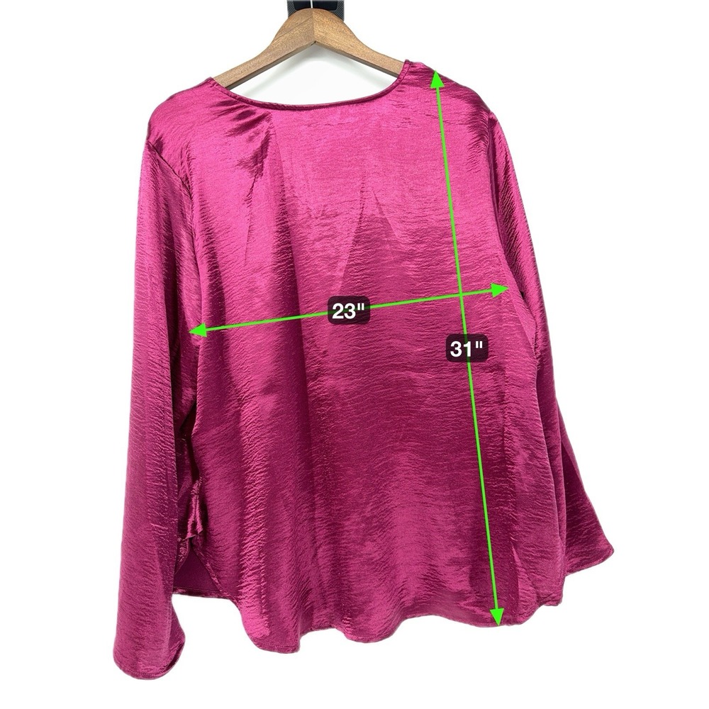 Ava & Viv Magenta Pink Satin Blouse 1X Jewel Tone Holiday Party Whimsigoth - Picture 11 of 11
